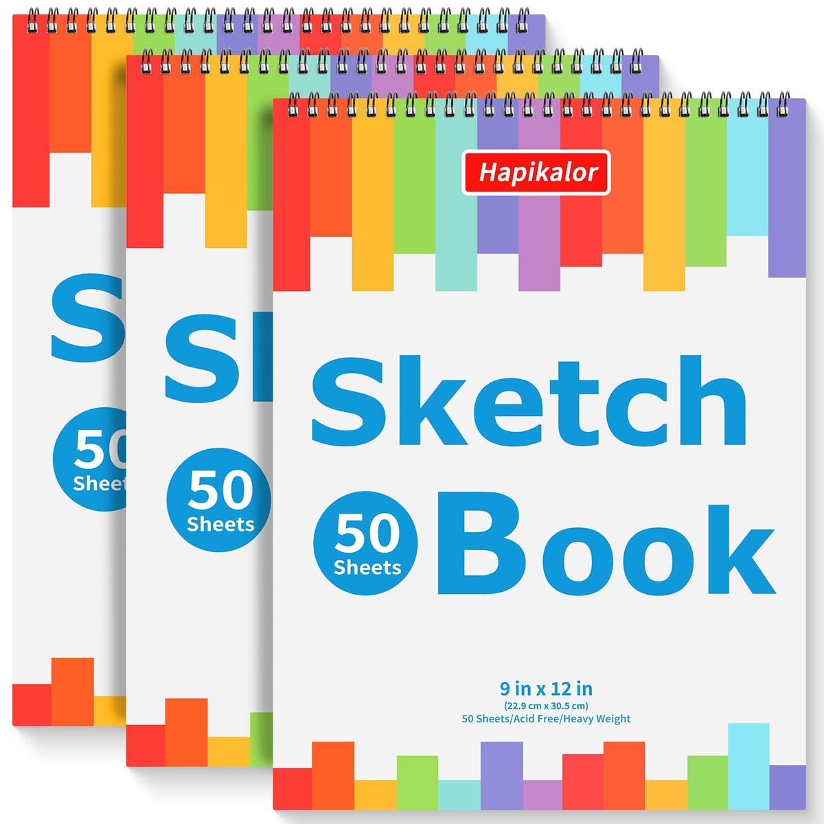 9" x 12" Sketch Book, 2-Pack 50 Sheets Spiral Bound Art Sketchbook Notebook