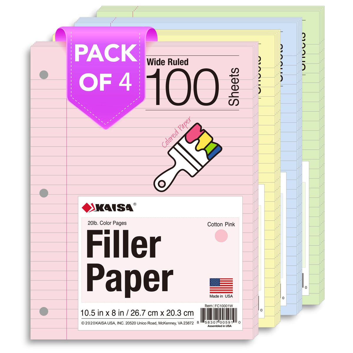 Kaisa Notebook Paper Bulk Wholesale Available 3 Pack Notebook Paper College Ruled 3-Hole Punched Loose Leaf Paper 8x10.5 Filler Paper for 3-Ring Binder, 150 Sheets/Pack (3 Pack-college)