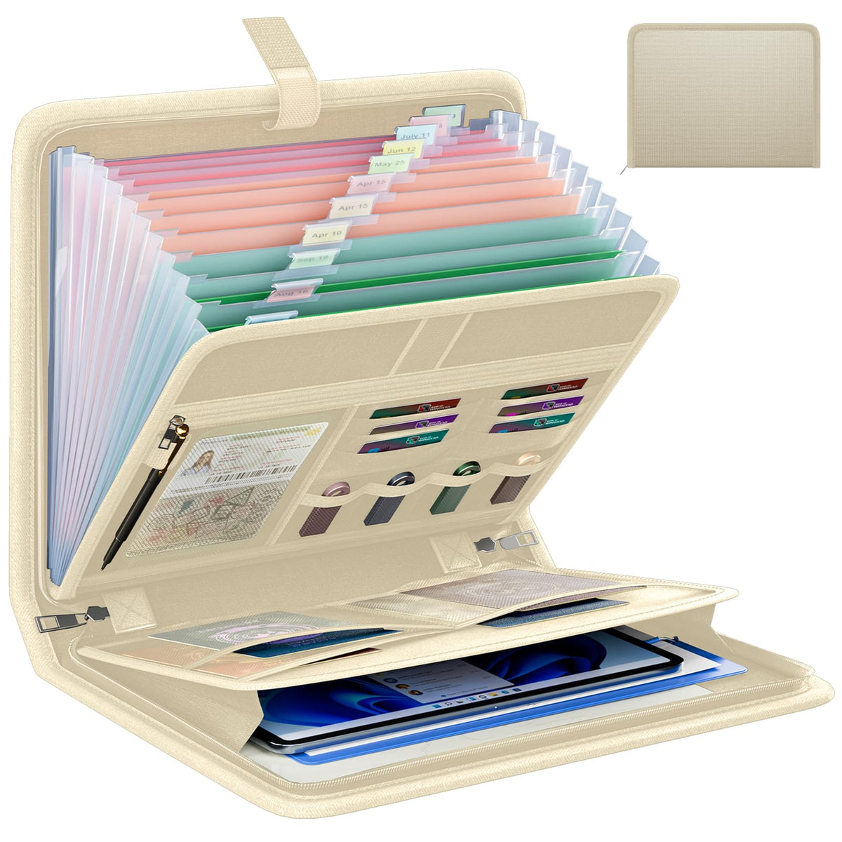 Fireproof Accordion File Organizer, Expanding File Folder with 13 Pockets