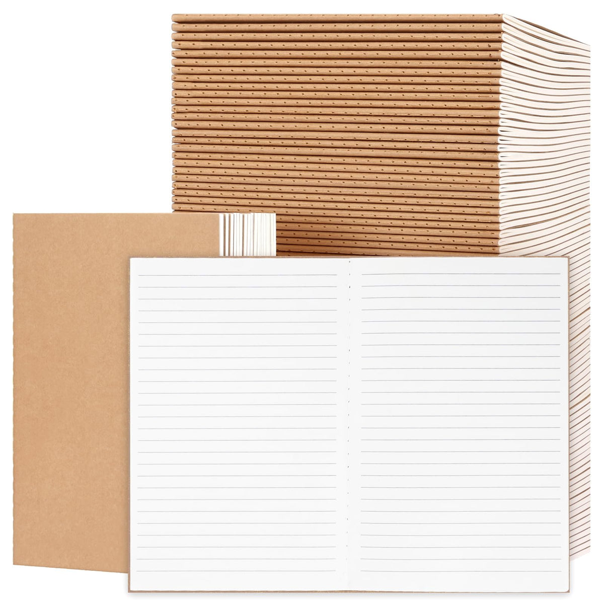 EOOUT 24 Pack Blank Kraft Notebooks, A5 Journals Notebook Bulk, Unlined Paper Sketchbooks, 8.3x5.5in 60 Pages Travel Journal Set for Journaling, Student, Kids, Writing