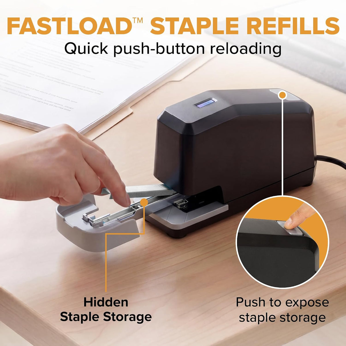 Bostitch Office Impulse Heavy Duty Electric Stapler Value Pack, 45 Sheet Capacity, Includes 5,000 Staples, No-Jam, Faster Stapling, Silver