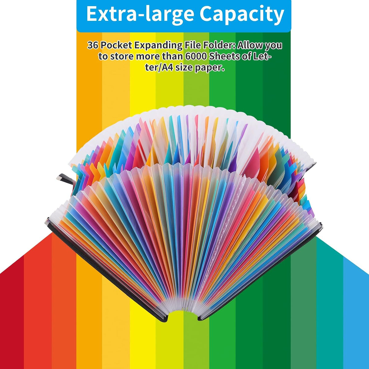 EOOUT Accordion File Organizer 36 Pockets, Letter A4 Size Expanding File Folder, Large Capacity Document Organizer with Blank Label for Office School
