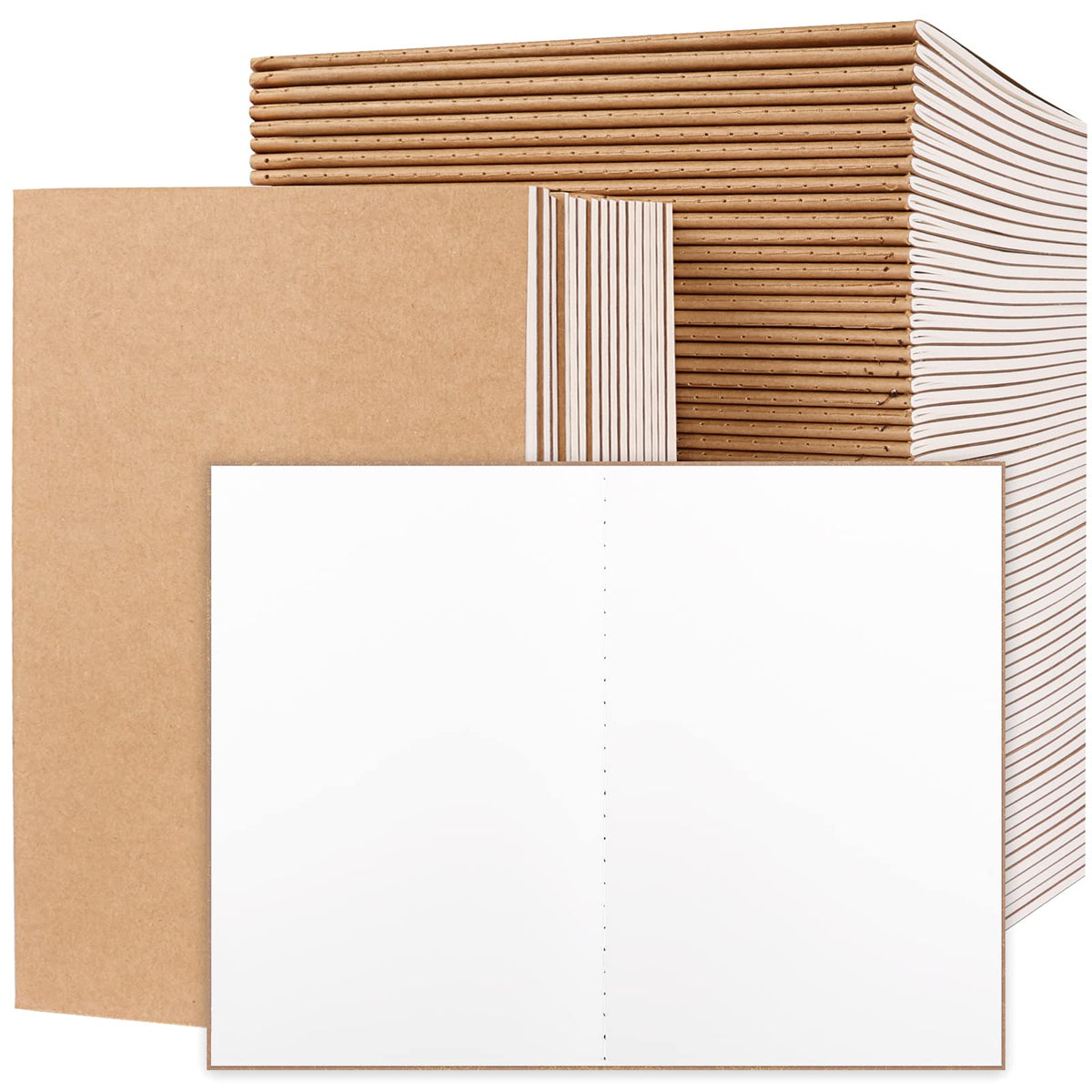 EOOUT 24 Pack Blank Kraft Notebooks, A5 Journals Notebook Bulk, Unlined Paper Sketchbooks, 8.3x5.5in 60 Pages Travel Journal Set for Journaling, Student, Kids, Writing