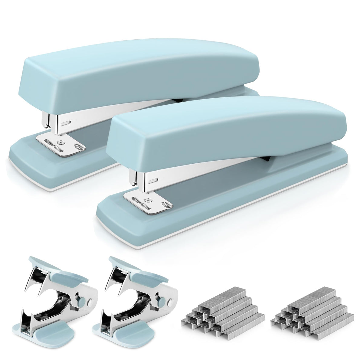 Deli Stapler, 2000 Staples and 2 Staple Removers, 2 Pack, Black