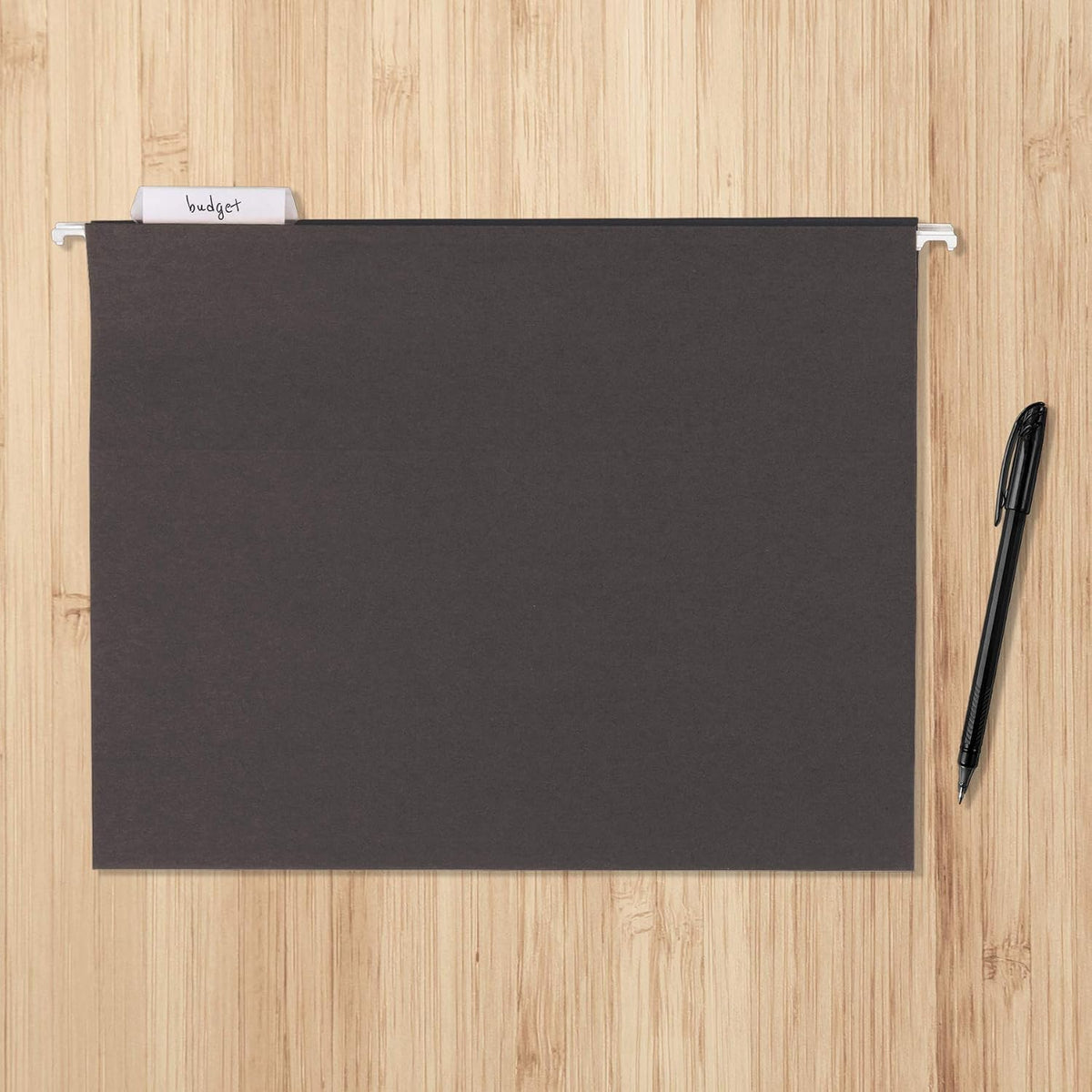Amazon Basics Hanging File Folders with Adjustable Tabs for Document Organization, Letter Size, 8.5x11 inches, Black, 25-Pack