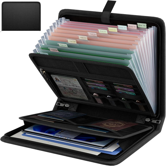 Fireproof Accordion File Organizer, Expanding File Folder with 13 Pockets
