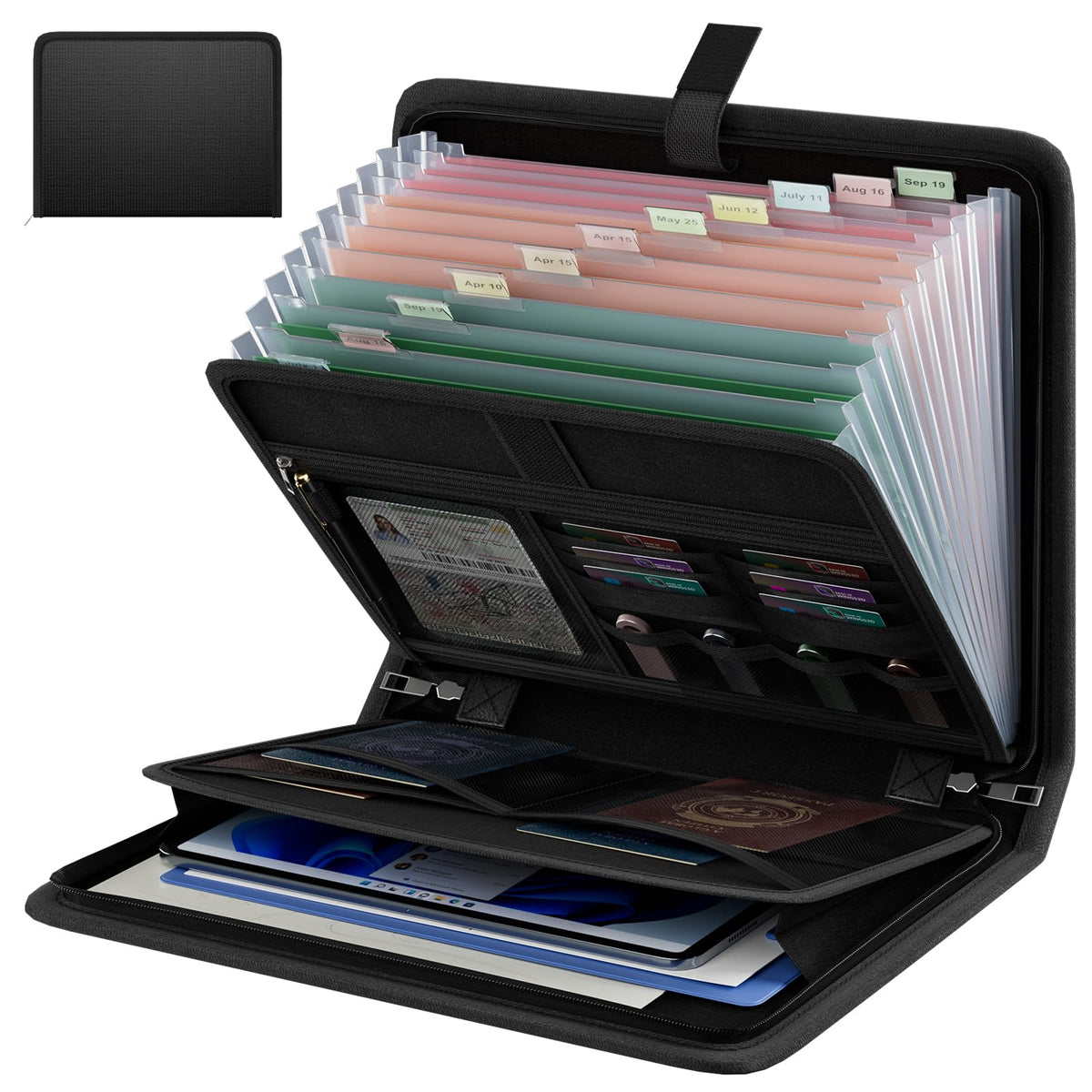 Fireproof Accordion File Organizer, Expanding File Folder with 13 Pockets