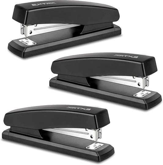 EXTRIC Staplers for Desk, Black Stapler Heavy Duty 3 PK 25 Sheet Capacity