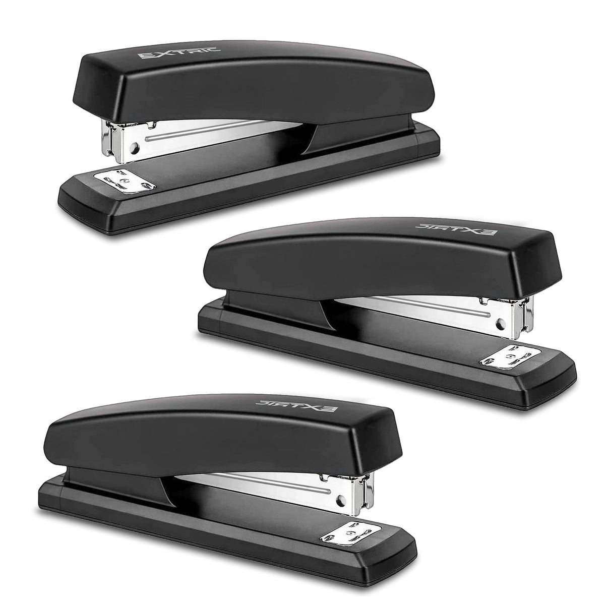 EXTRIC Staplers for Desk, Black Stapler Heavy Duty 3 PK 25 Sheet Capacity