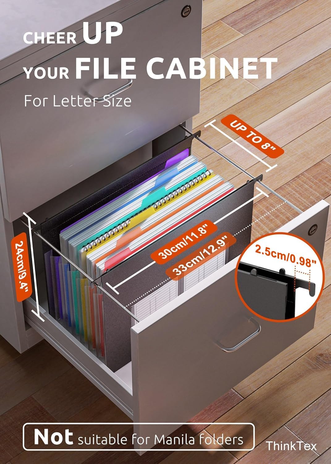 ThinkTex Plastic Expanding Hanging File Folders, 7 * 1.2" Accordion Pockets