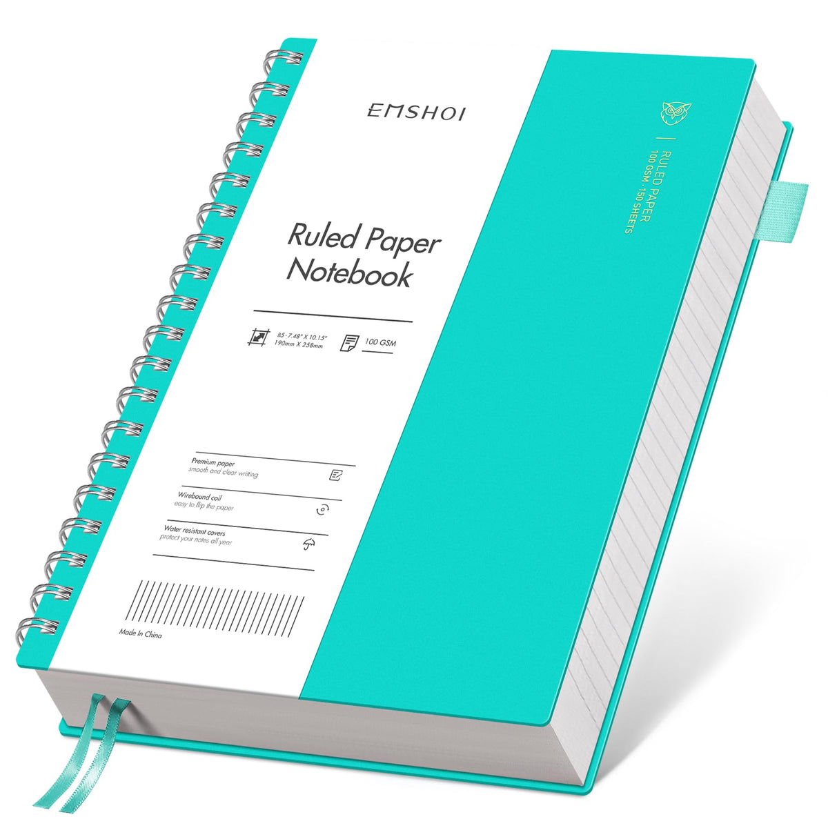 EMSHOI Lined Spiral Journal Notebook, 300 Pages, A4 Size (8.2'' x 11.2'')