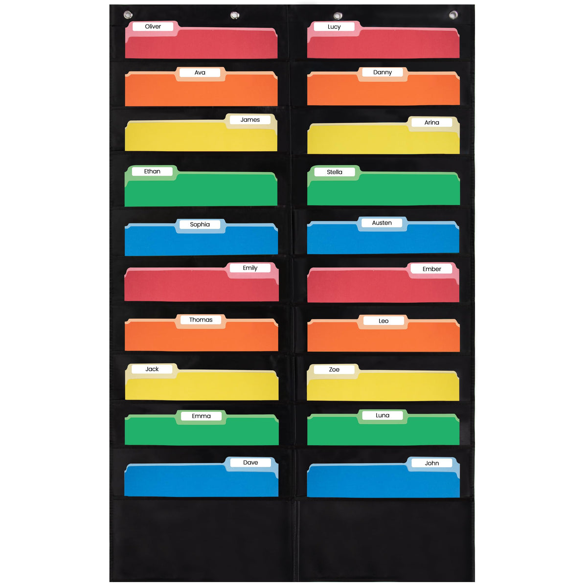 Essex Wares- 10 Pocket File Folder Pocket Chart, Black, 14" Wide x 47" Tall
