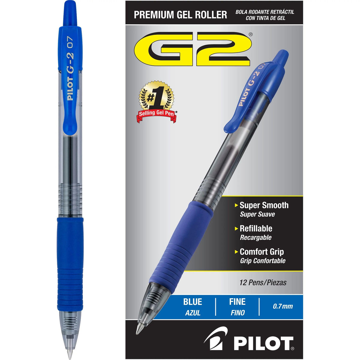 PILOT G2 Premium Rolling Ball Gel Pens, Fine Point, Black Ink, 12 Count
