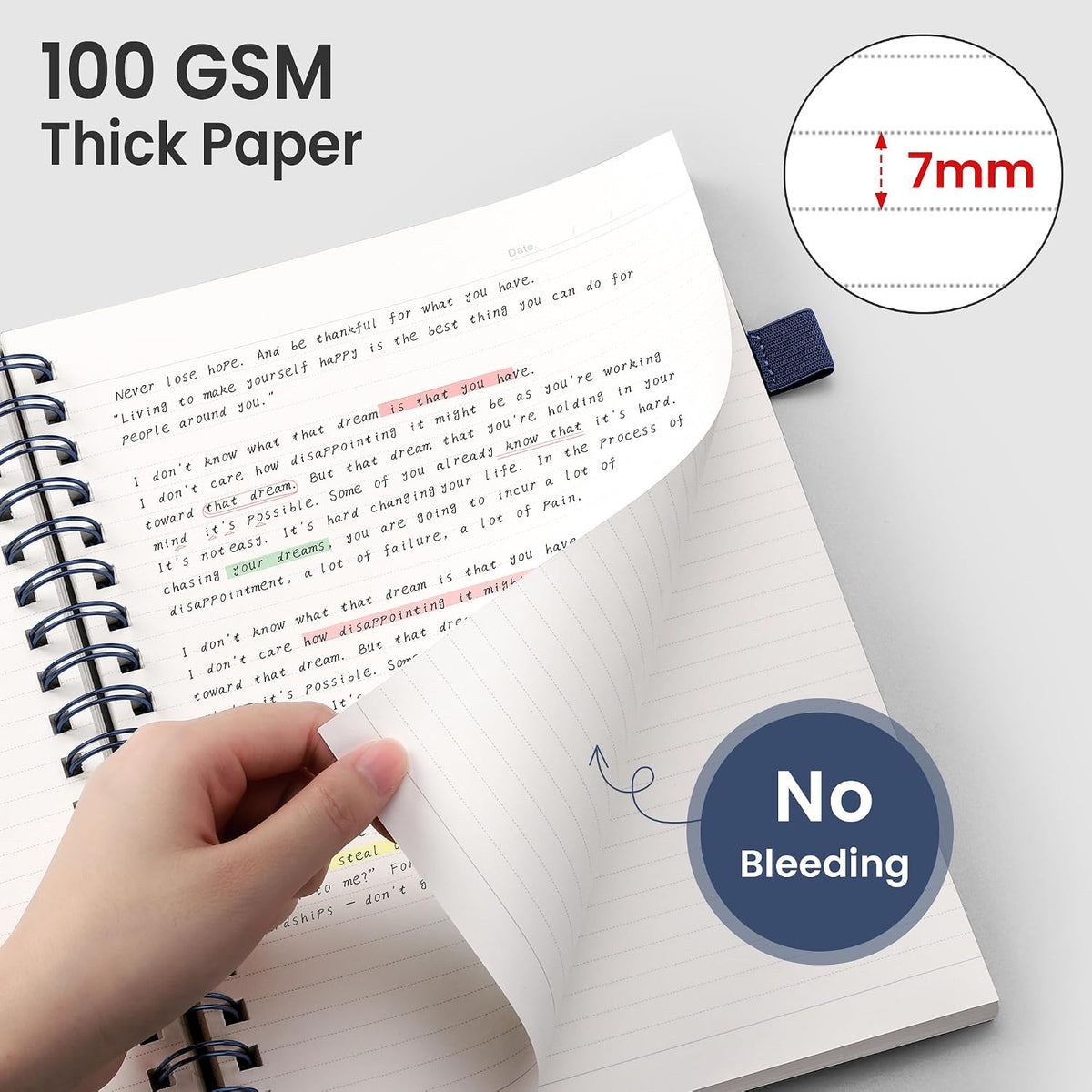 EMSHOI Lined Spiral Journal Notebook, 300 Pages, A4 Size (8.2'' x 11.2'')