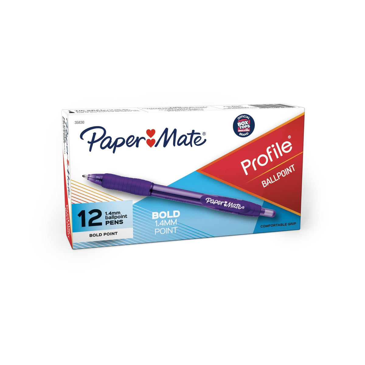 Paper Mate Profile Retractable Ballpoint Pens, Bold Point (1.4mm), Assorted Colors, 12 Count - Back to School, Office, Teacher Supplies