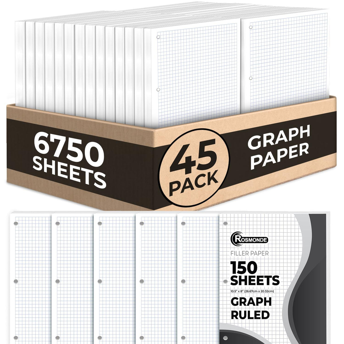 Rosmonde 450 Sheets Loose Leaf Paper, 3 Pack, College Ruled Filler Paper