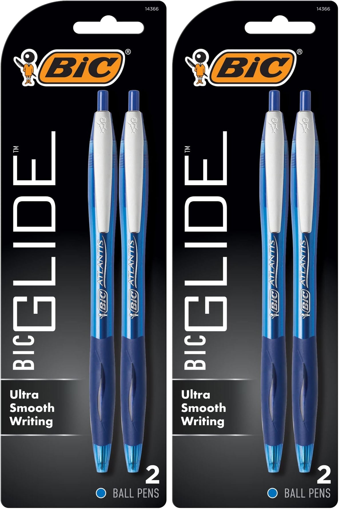 BIC Glide Black Retractable Ballpoint Pens, 1.0mm Medium Point, 4-Count