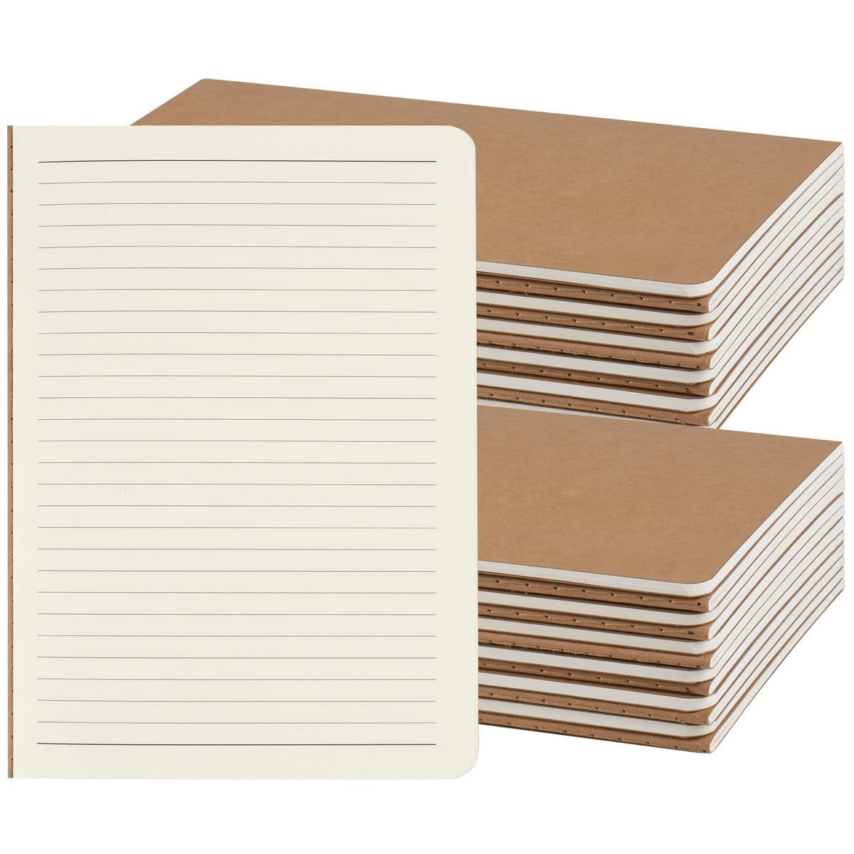 ZCZN 5 Pack A5 Kraft Notebooks Bulk, 8.15x5.5 Inches Lined Paper Journaling Notebooks, Notebooks for Work, Composition Notebooks for School, Journal Notebooks for Office, 60 Pages