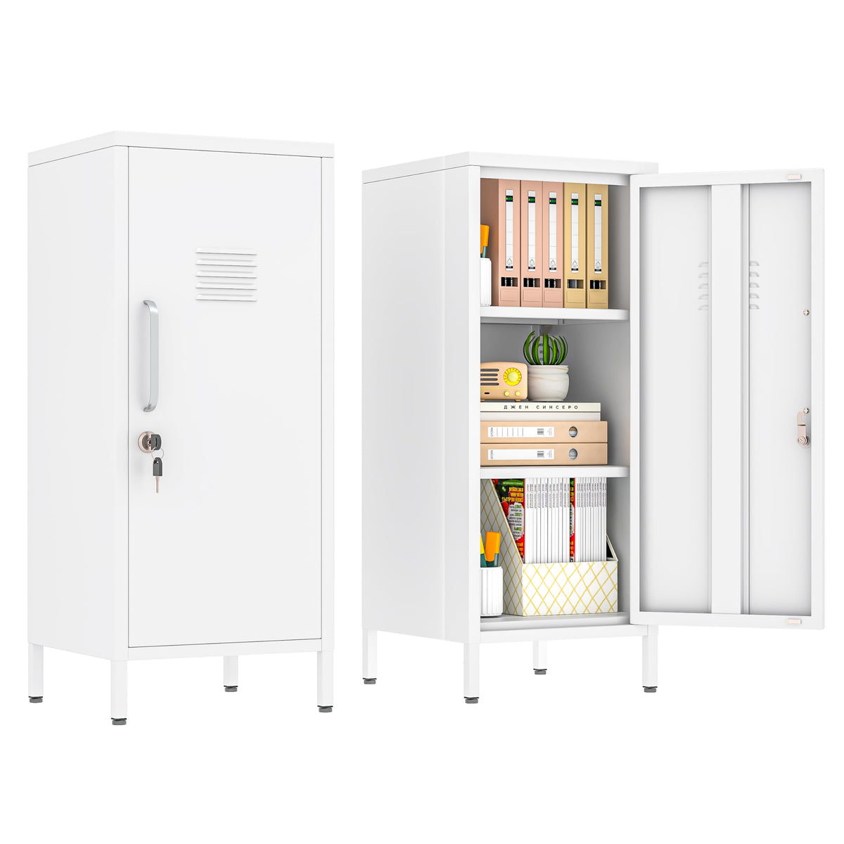 2 Drawer Metal File Cabinet with Lock,Lateral Filing Storage Cabinets,Steel Wide File Organization for Legal/Letter/A4/F4 Size with Hanging Files&Key,Lockable Printer Stand for Home Office, Black