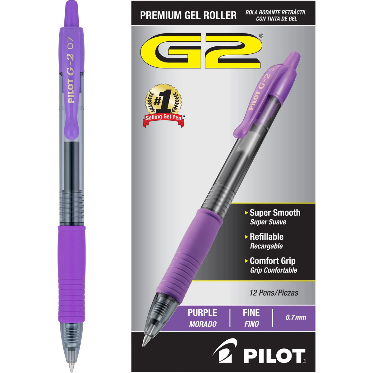 PILOT G2 Premium Rolling Ball Gel Pens, Fine Point, Black Ink, 12 Count