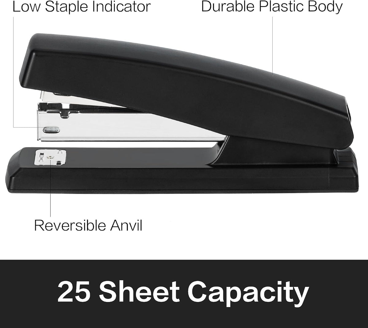 Deli Stapler, 2000 Staples and 2 Staple Removers, 2 Pack, Black