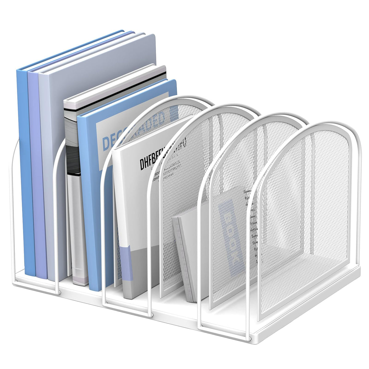 SUPEASY 5-Section File Organizer for Desk, Metal File Folder Holder, Black