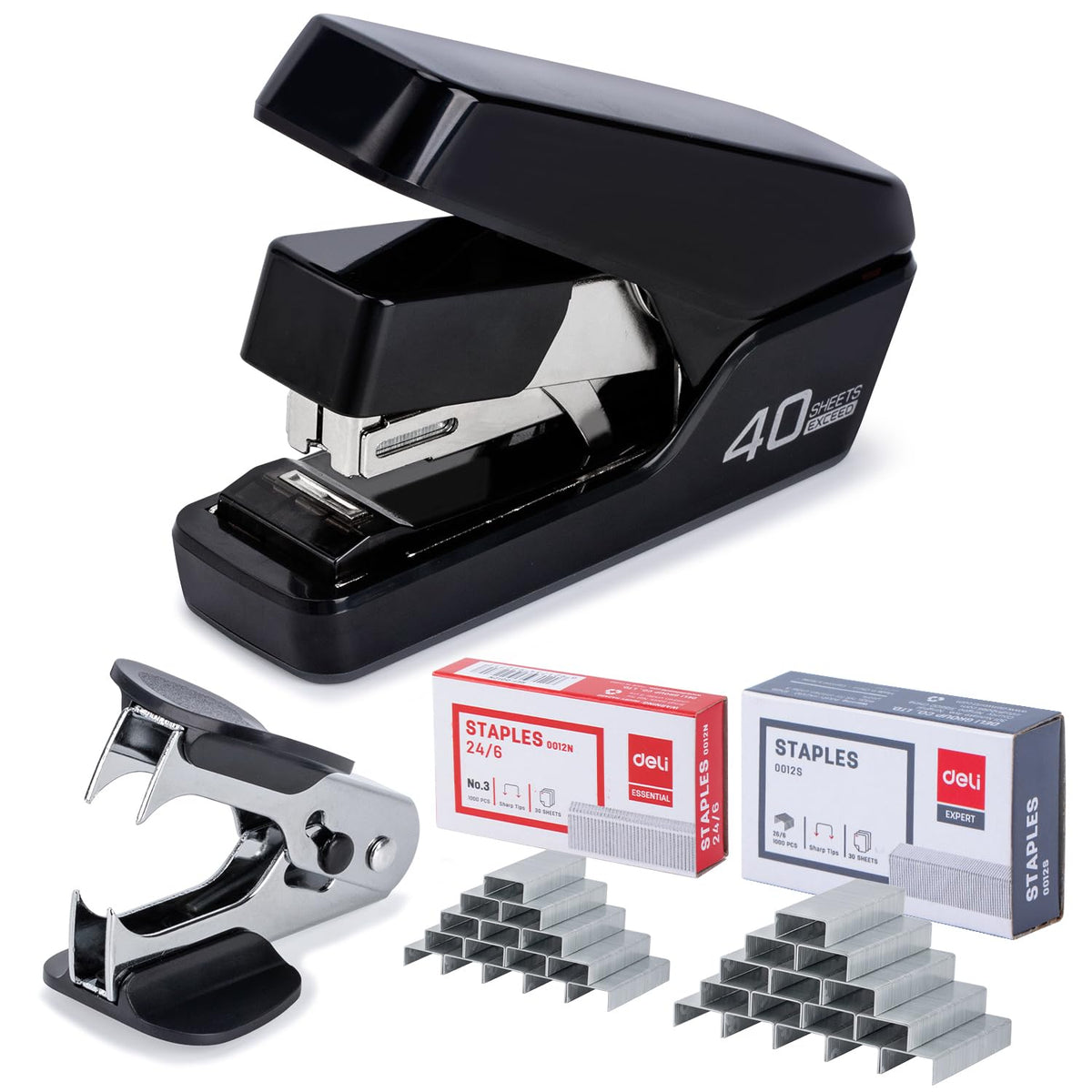 Deli Effortless Desktop Stapler, Heavy Duty Stapler, Violet