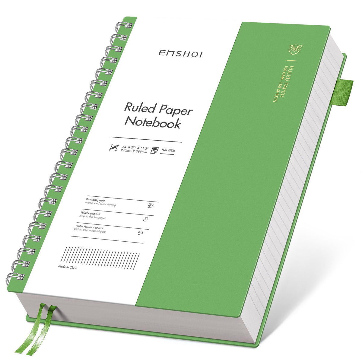 EMSHOI Lined Spiral Journal Notebook, 300 Pages, A4 Size (8.2'' x 11.2'')