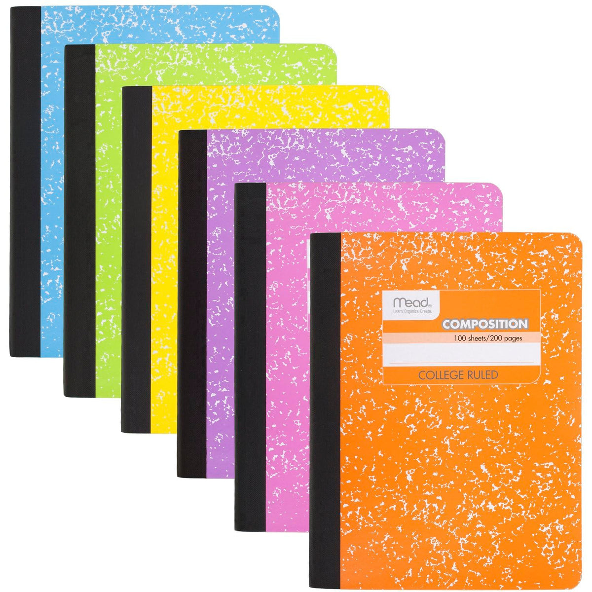 Mead Composition Notebook, Wide Ruled 7.5" x 9.75" Paper, 100 Sheets, Assorted Colors, 6 Pack (950054-ECM)