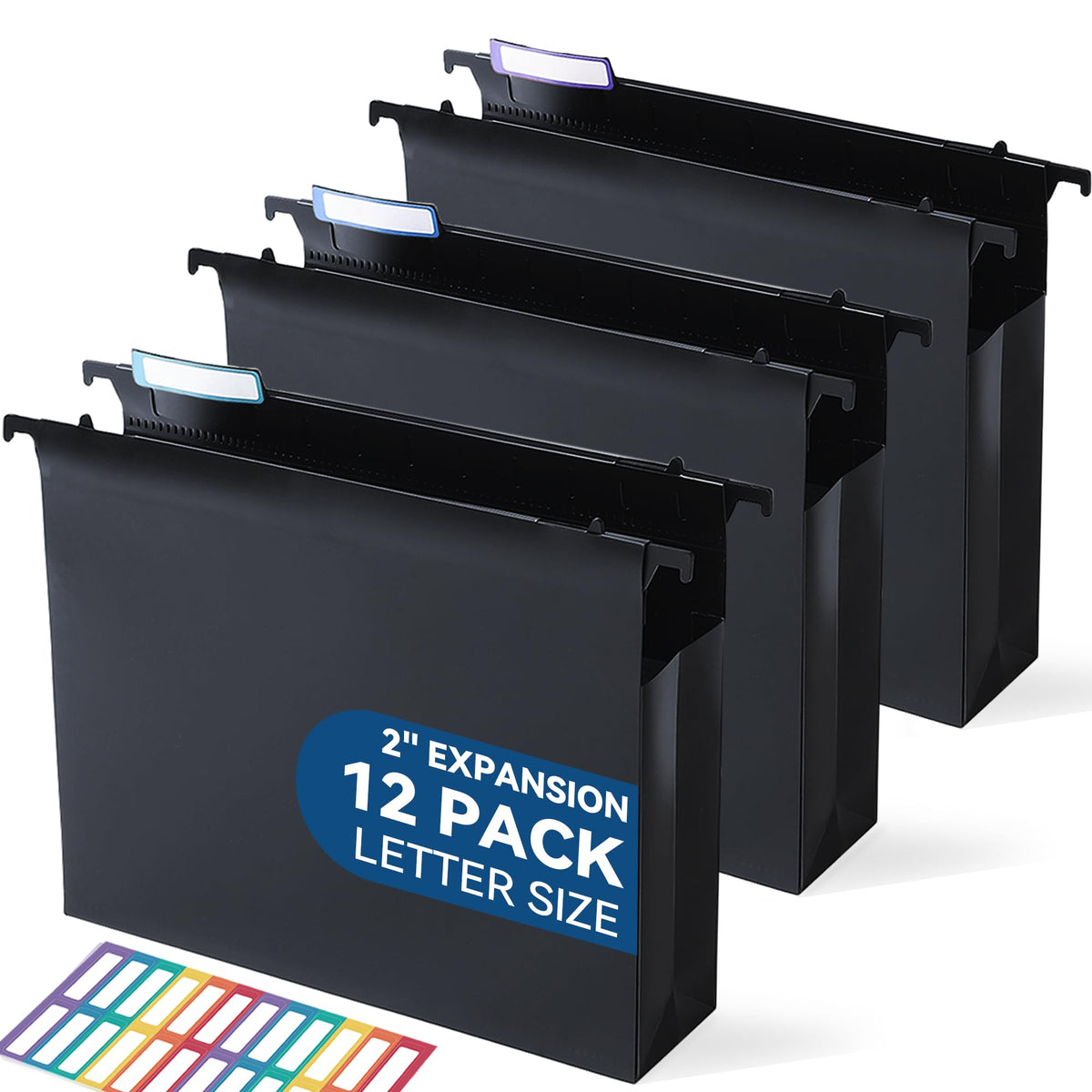 SortRax Plastic Hanging File Folders, 2" Expansion, Letter Size, Pastel