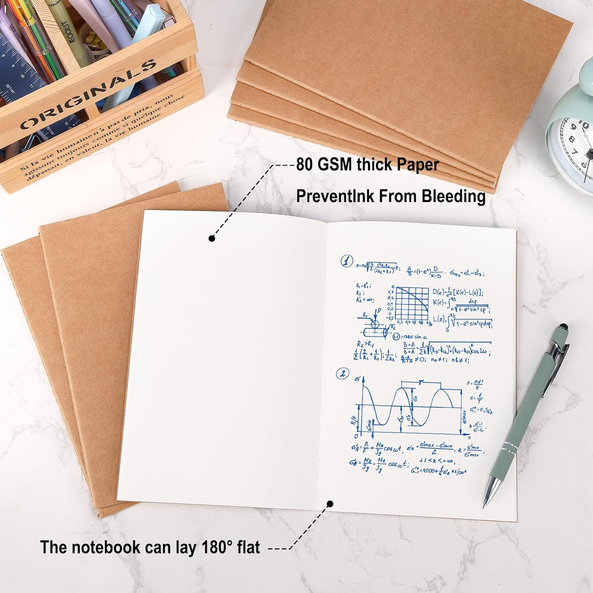 EOOUT 24 Pack Blank Kraft Notebooks, A5 Journals Notebook Bulk, Unlined Paper Sketchbooks, 8.3x5.5in 60 Pages Travel Journal Set for Journaling, Student, Kids, Writing