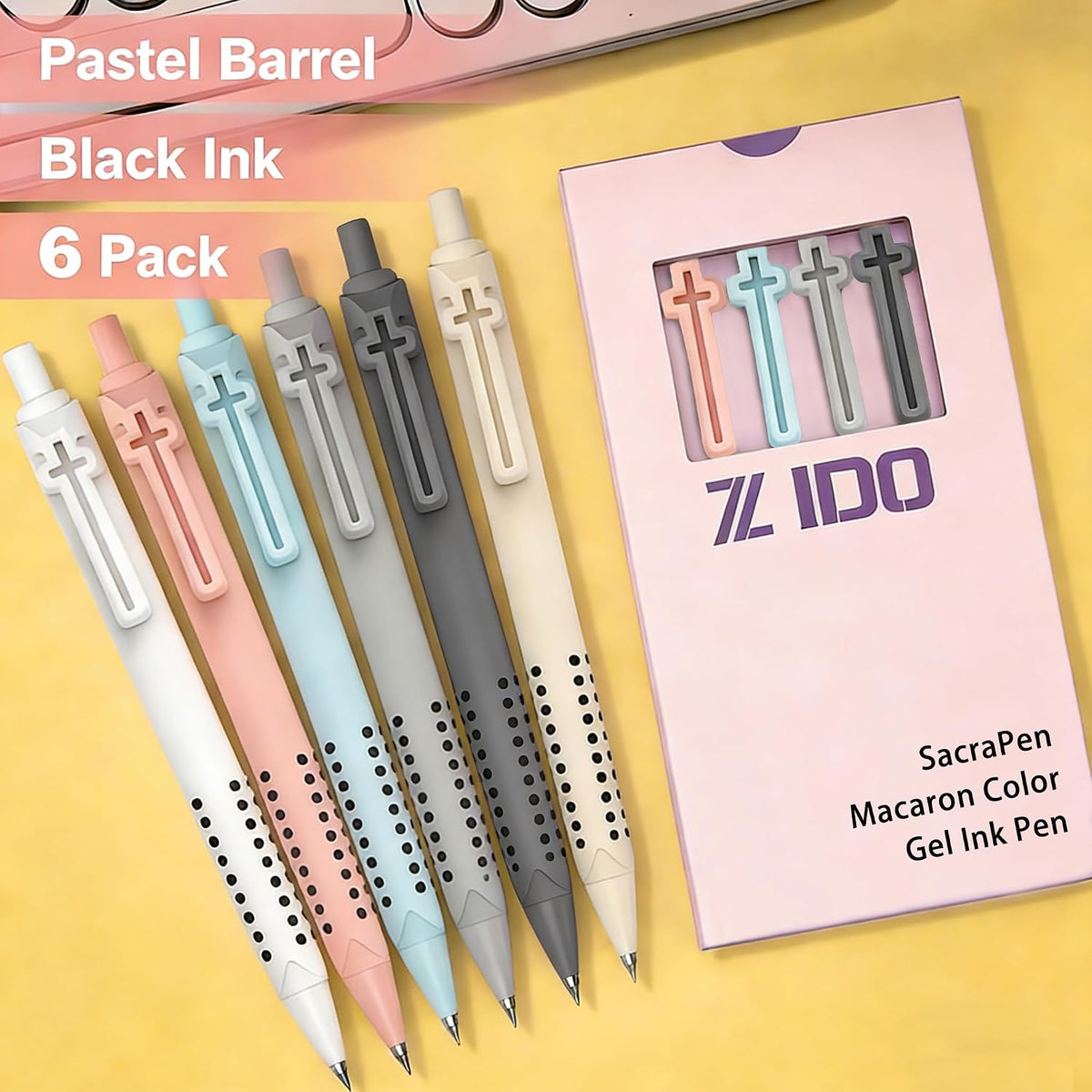 6 Pack Bible Journaling Gel Pens, 0.7mm Black Ink Retractable