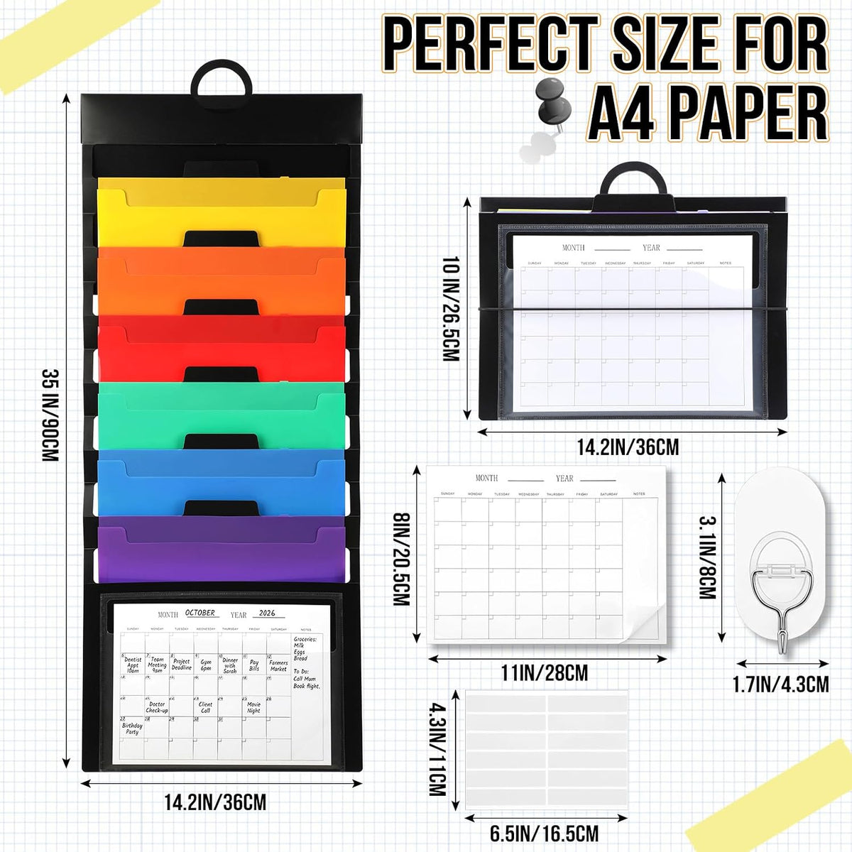 AmazingSpark 2 Set Organization Hanging File Folders for Wall Home Office
