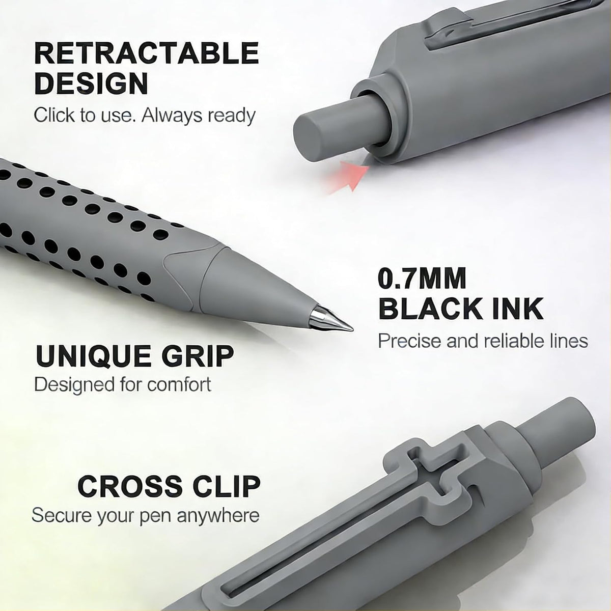 6 Pack Bible Journaling Gel Pens, 0.7mm Black Ink Retractable