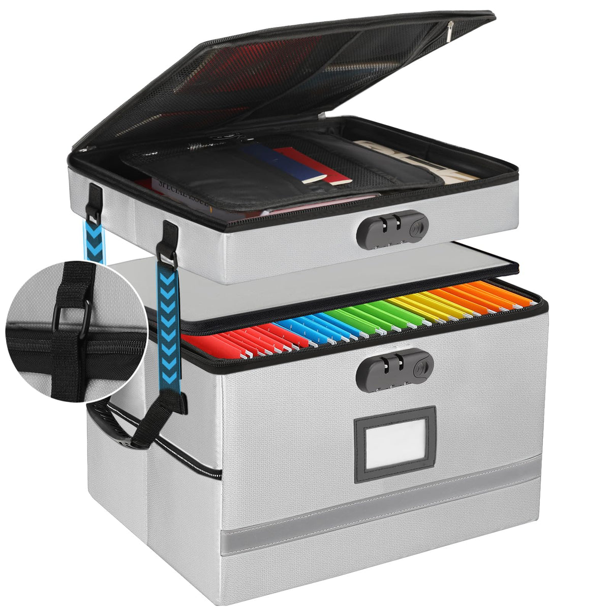 EXLIFBAG Fireproof File Organizer with Lock, 1 Layer