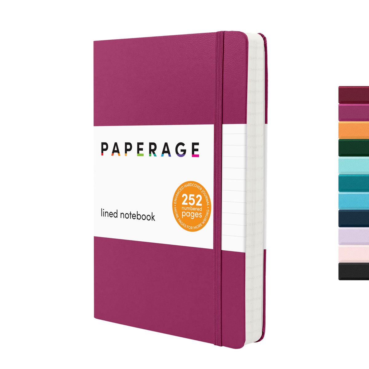 PAPERAGE Lined Journal Notebook, Hardcover Journal for Women & Men, 160 Pages, (5.6 in x 8 in), College Ruled Journaling Notebook for Work, School Supplies & Note Taking, (Black)