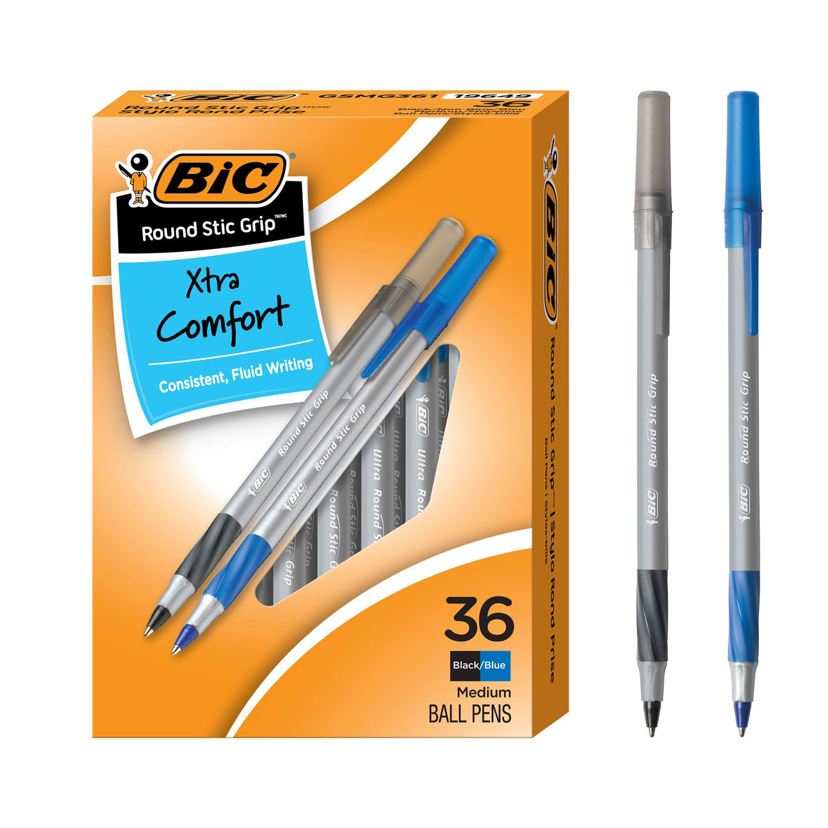 BIC Ballpoint Pen, Black and Blue Ink, 36-Count