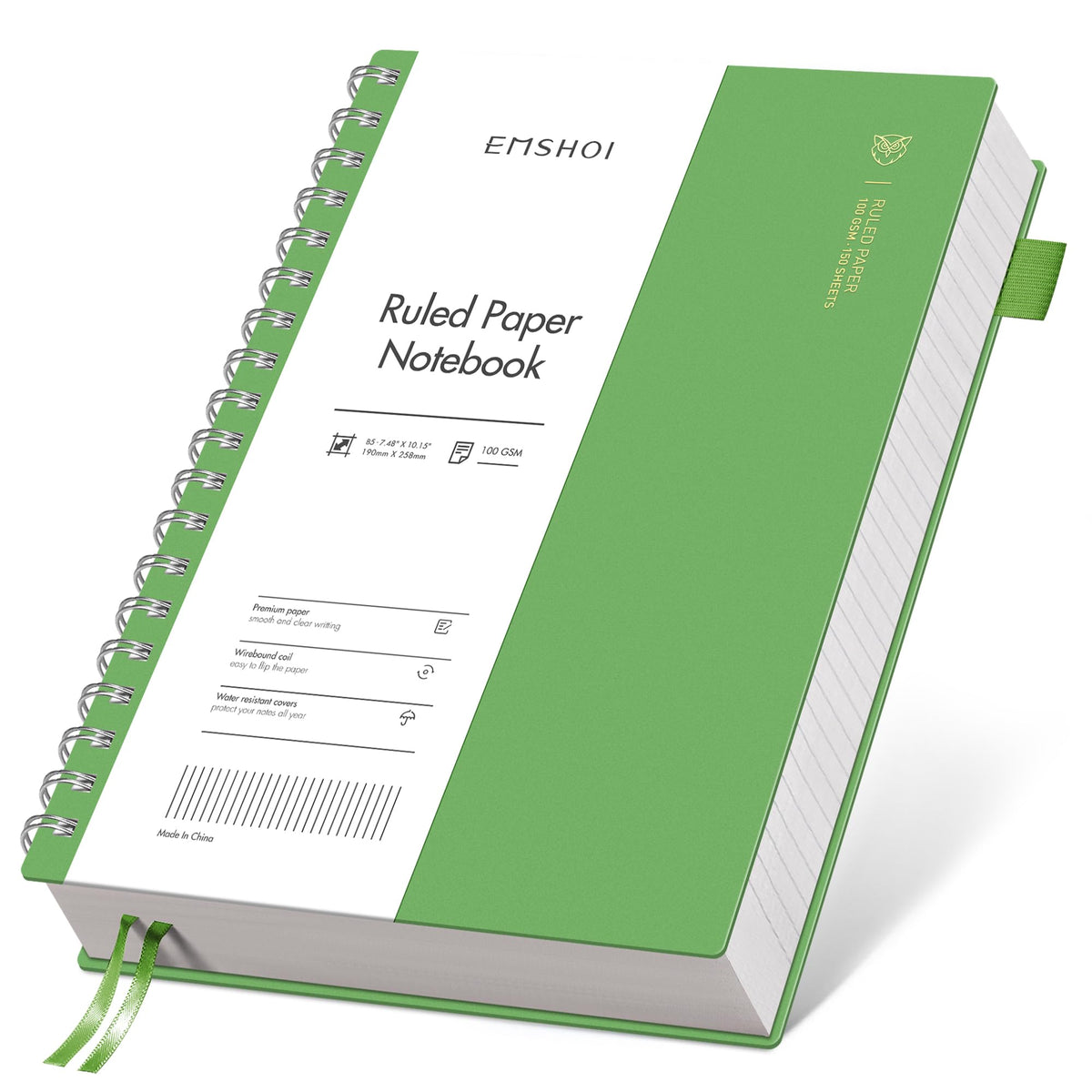 EMSHOI Lined Spiral Journal Notebook, 300 Pages, A4 Size (8.2'' x 11.2'')