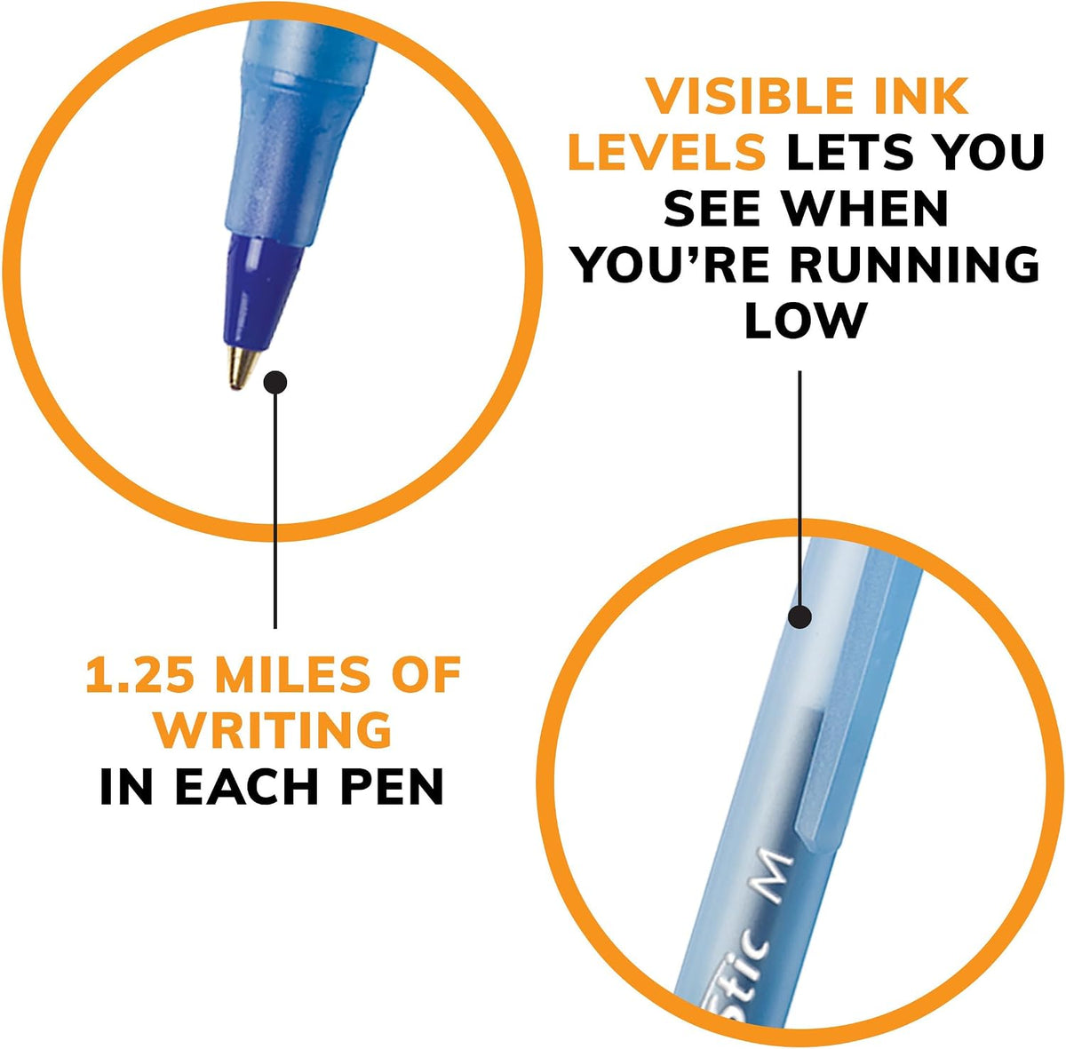 BIC Round Stic Xtra Life Assorted Ink Ballpoint Pens, 60-Count, 1.0mm