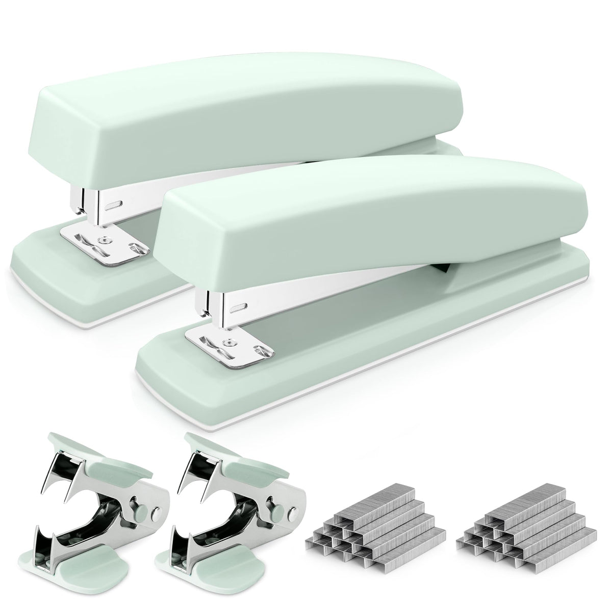 Deli Stapler, 2000 Staples and 2 Staple Removers, 2 Pack, Black