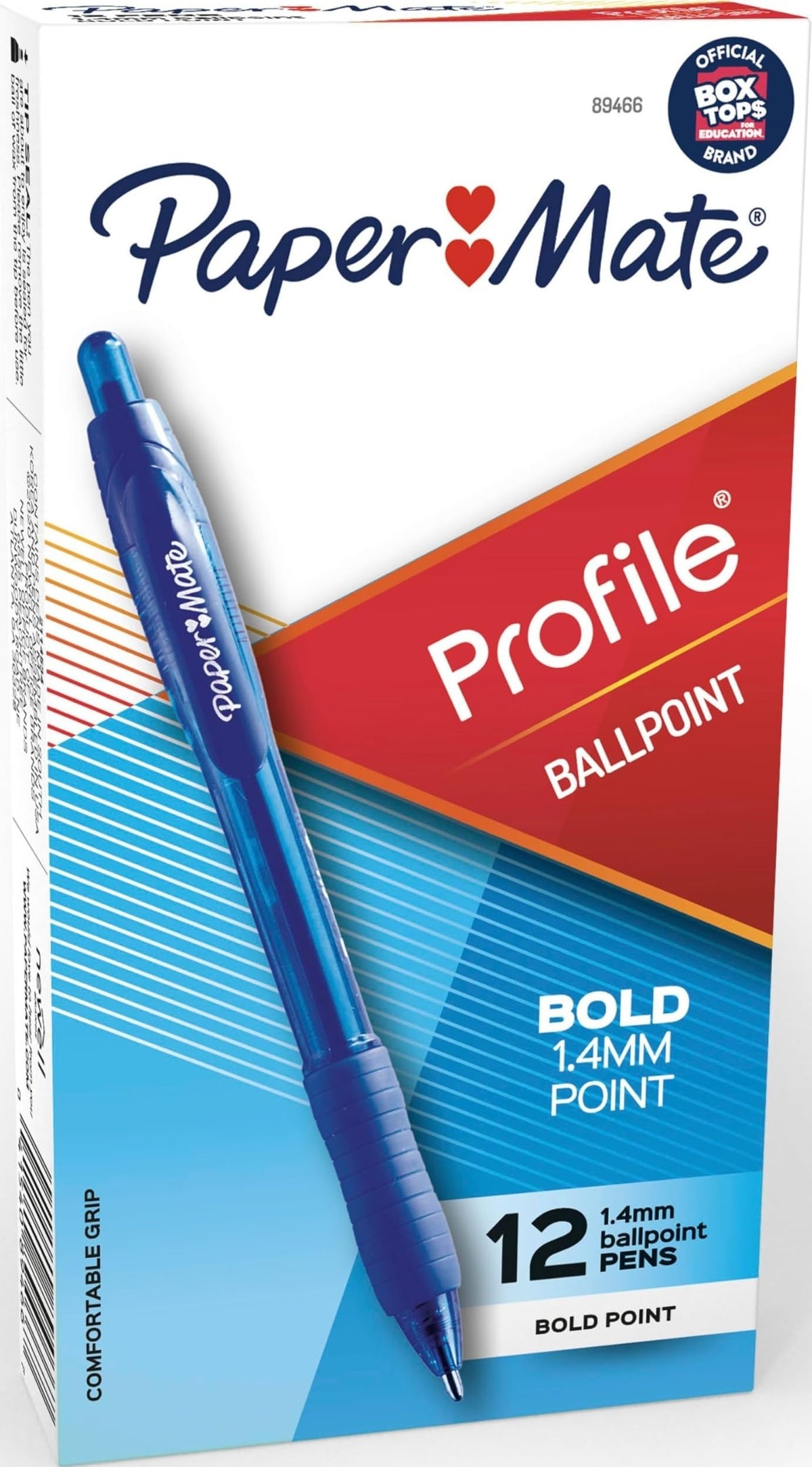 Paper Mate Profile Retractable Ballpoint Pens, Bold Point (1.4mm), Assorted Colors, 12 Count - Back to School, Office, Teacher Supplies