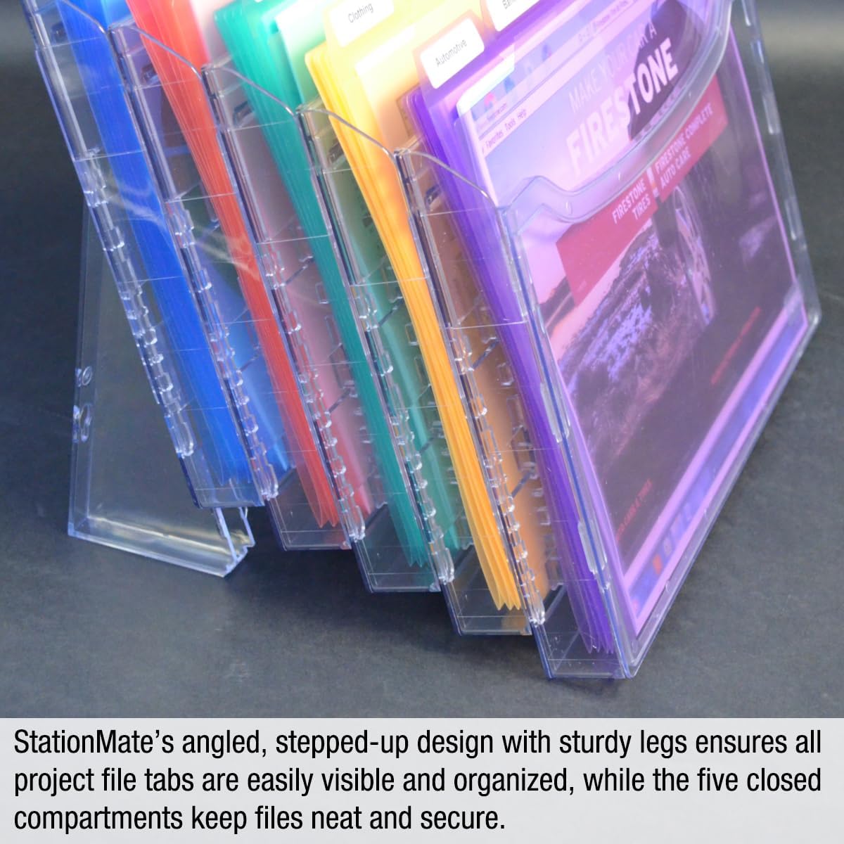 Ultimate Office Step UP File Desktop Organizer Plus 25 Color Poly Folders