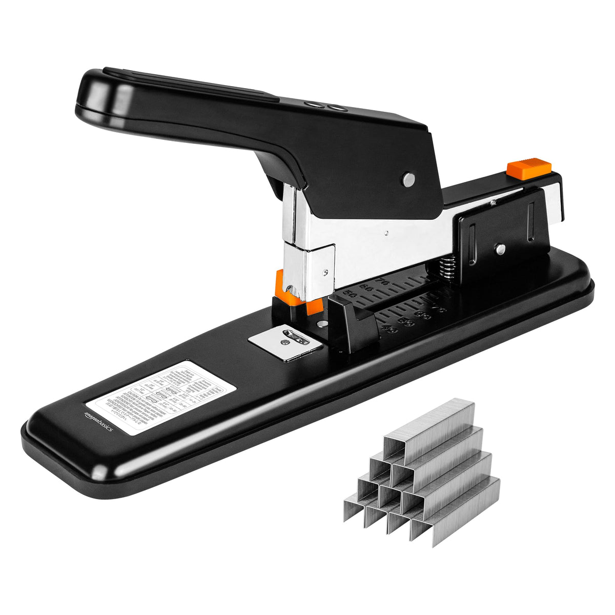 Amazon Basics Heavy-Duty Stapler, 90 Sheets High Capacity, Non-Slip, Large Office Stapler with 1000 Staples, Black
