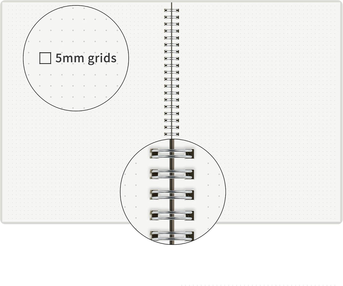 Large Dot Grid Spiral Notebook, 8.5" x 11", Premium 100gsm Ivory White Paper, Sturdy See-Through Cover, 128 Dotted Pages per Notebook(2 Pack) for Home, School, Office, Artist Writing/Drawing