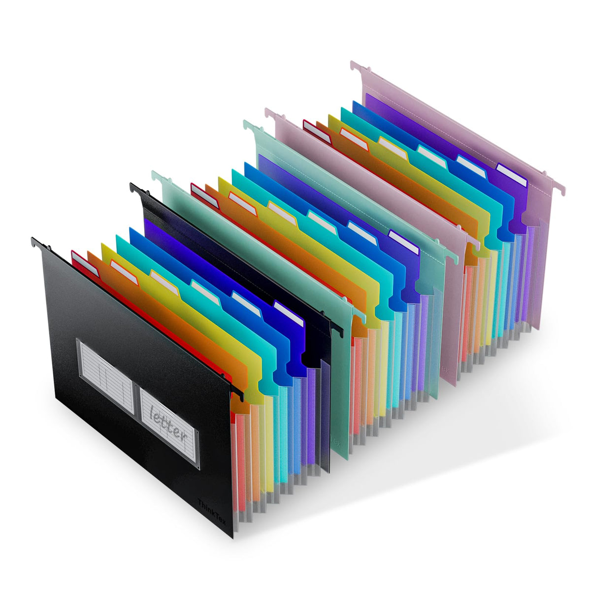 ThinkTex Plastic Expanding Hanging File Folders, 7 * 1.2" Accordion Pockets