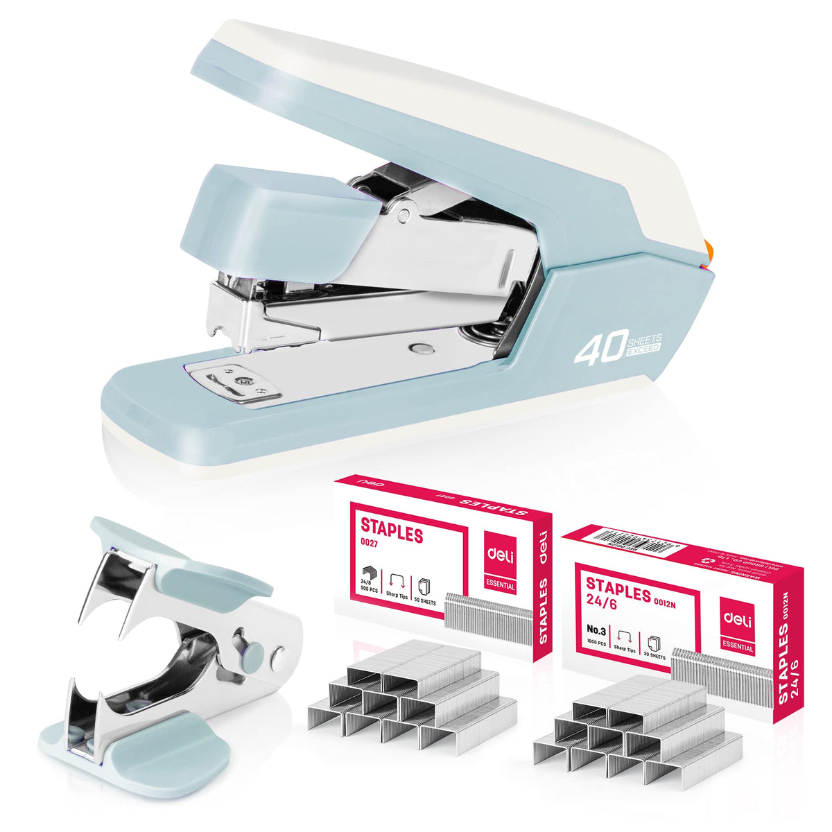Deli Effortless Desktop Stapler, Heavy Duty Stapler, Violet