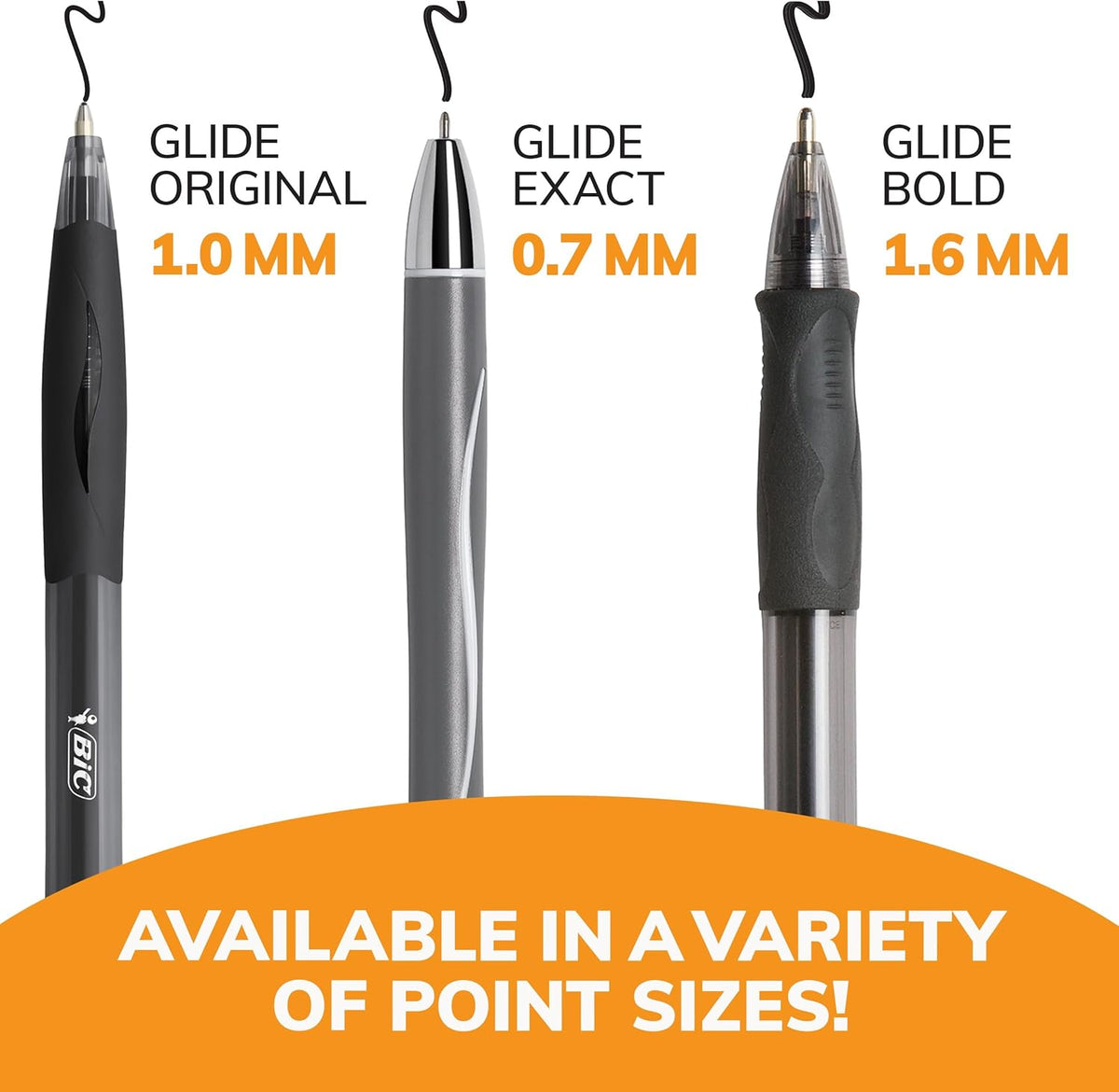 BIC Glide Black Retractable Ballpoint Pens, 1.0mm Medium Point, 4-Count
