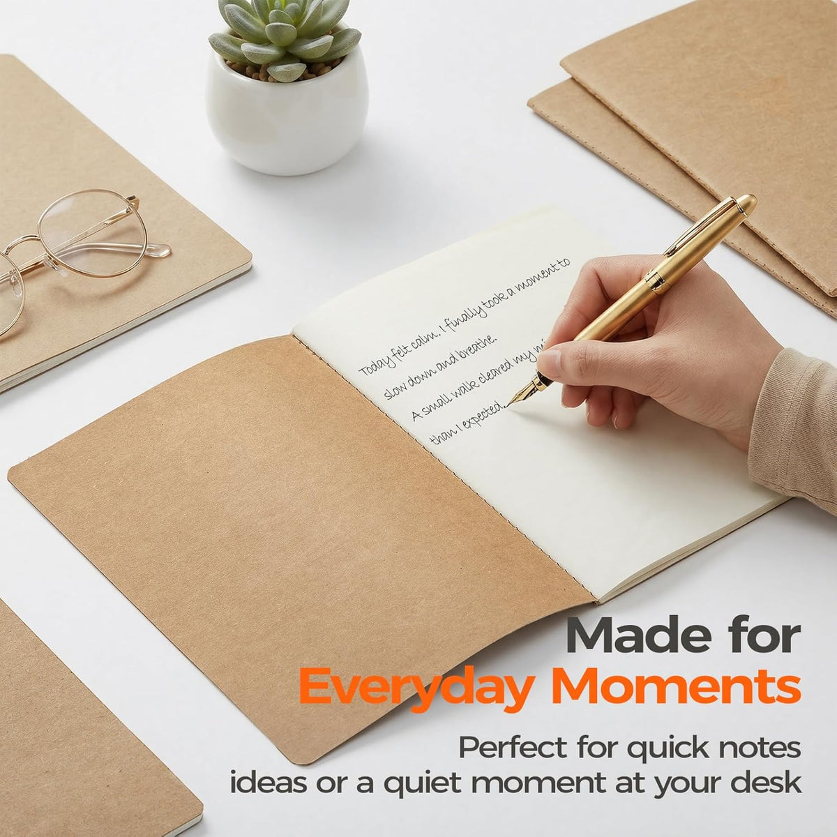 5 Pack Blank Kraft Notebooks A5, Unlined Composition Journals, 60 Pages
