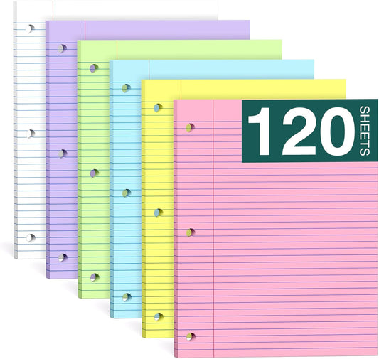 Note Pads 8 X 10.5 Loose Leaf Paper, 120Sheets, 3 Hole Punched Lined Paper