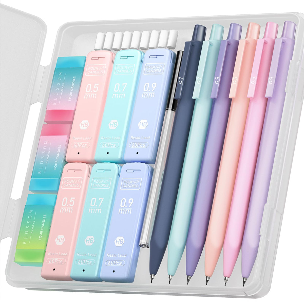 Four Candies Cute Mechanical Pencil Set, 6-Pack 0.5/0.7mm